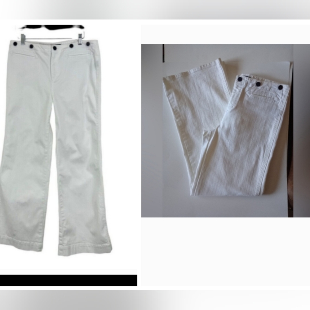 Lauren Jeans Company Ralph Lauren White Sailor Jeans SZ 6 Wide Leg Cotton